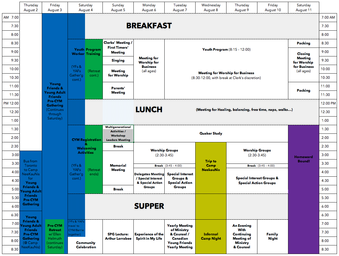 CYM 2018 Schedule