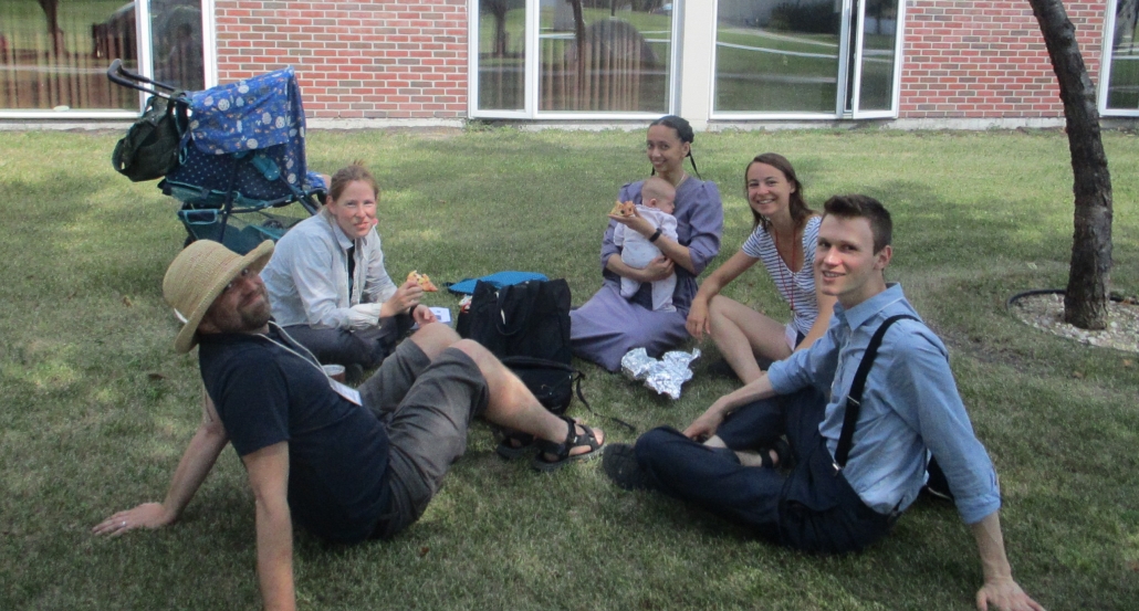 Youngish Friends hanging out on the lawn