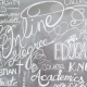 decorative chalboard with words "online education" etc