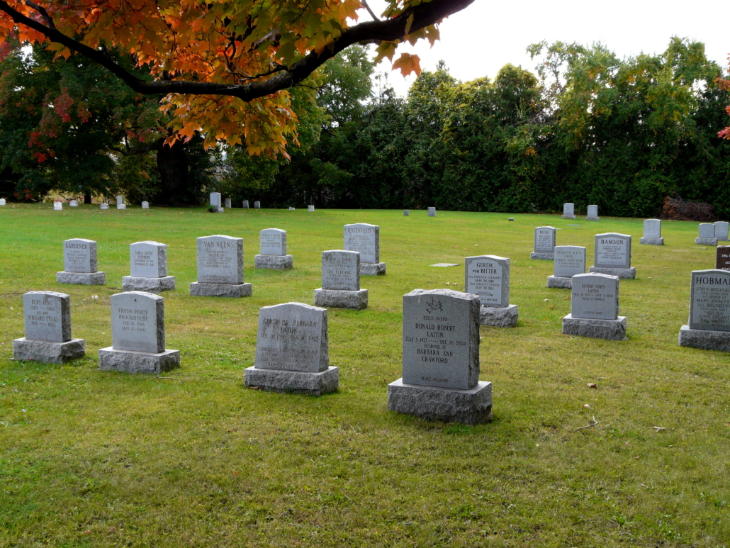 Headstones & lawn at the Yonge Street Friends Burial Ground