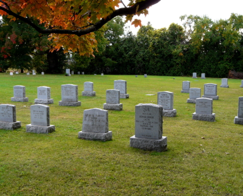 Headstones & lawn at the Yonge Street Friends Burial Ground