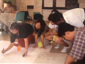 Synthesizing the contributions of participants into one document at the International Human Rights Training Program, Montréal, Quebec, Canada.